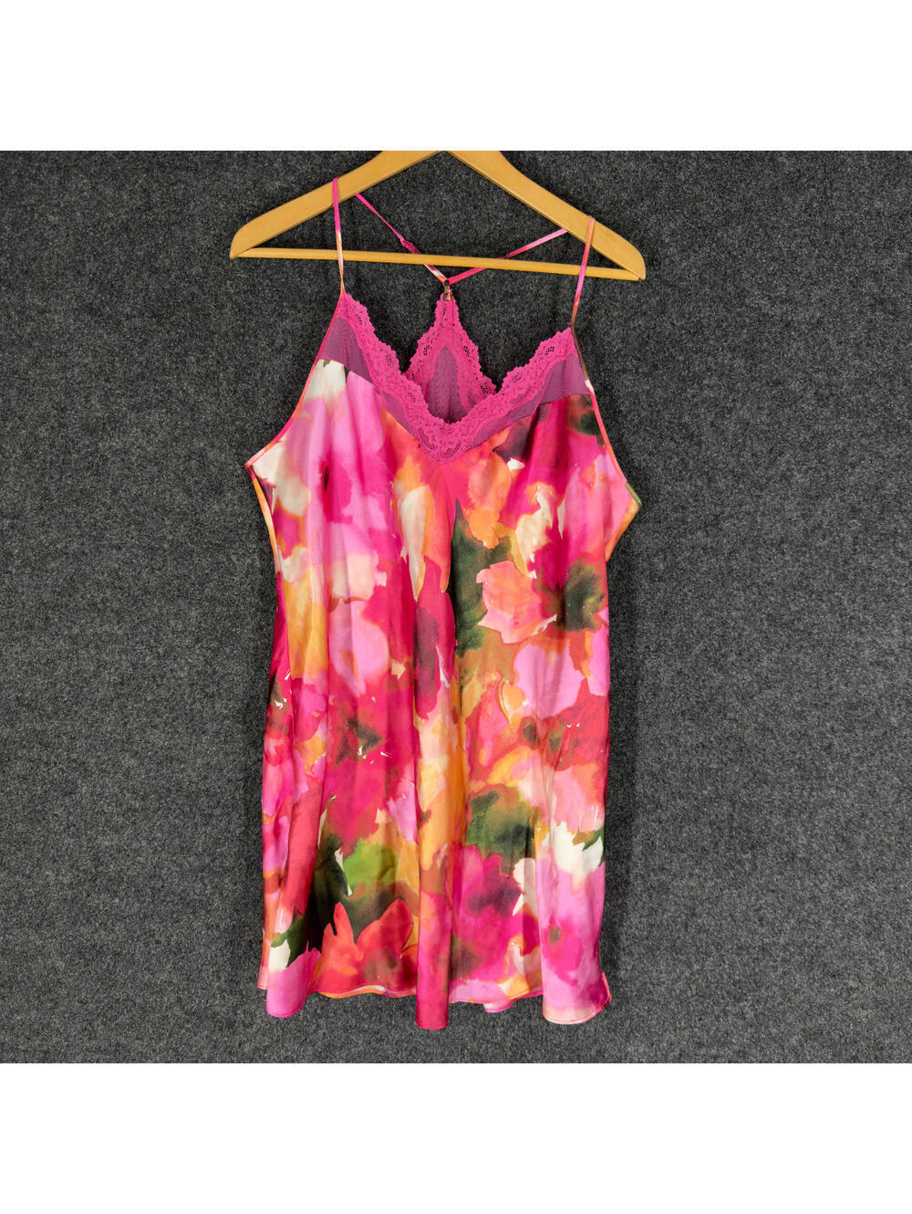 Lilac London Night Gown Women XL Pink Floral Sleeveless V-Neck Lace Sleepwear